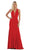 May Queen - MQ1636 Halter Crisscross Straps Open Back Mermaid Gown In Red