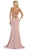 May Queen - MQ1636 Halter Crisscross Straps Open Back Mermaid Gown In Neutral and Purple