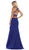 May Queen - MQ1636 Halter Crisscross Straps Open Back Mermaid Gown In Blue