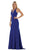May Queen - MQ1636 Halter Crisscross Straps Open Back Mermaid Gown In Blue