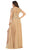 May Queen - MQ1638 Embellished V-neck A-line Dress In Gold