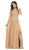 May Queen - MQ1638 Embellished V-neck A-line Dress In Gold