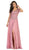 May Queen - MQ1638 Embellished V-neck A-line Dress In Pink