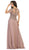 May Queen - MQ1638 Embellished V-neck A-line Dress In Purple