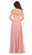 May Queen Bridal - MQ1644 Lace Ornate Off-Shoulder Chiffon A-Line Gown In Pink