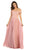 May Queen Bridal - MQ1644 Lace Ornate Off-Shoulder Chiffon A-Line Gown In Pink