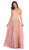 May Queen - MQ1644B Embroidered Off-Shoulder A-Line Dress In Pink