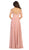 May Queen - MQ1644B Embroidered Off-Shoulder A-Line Dress In Pink