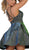 May Queen - MQ1647 Seamed A-Line Cocktail Dress In Green and Multi-Color