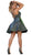 May Queen - MQ1647 Seamed A-Line Cocktail Dress In Green and Multi-Color