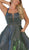 May Queen - MQ1647 Seamed A-Line Cocktail Dress In Green and Multi-Color
