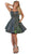 May Queen - MQ1647 Seamed A-Line Cocktail Dress In Green and Multi-Color
