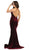 May Queen - MQ1656 Pleated V-Neck Trumpet Evening Dress In Red