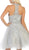 May Queen - MQ1657 Halter Neck Embroidery Embellished Cocktail Dress In Silver