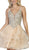 May Queen - MQ1662 Bead Embellished A-Line Cocktail Dress In Nude