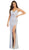 May Queen - MQ1666 Draping Surplice Bodice High Slit Gown In Silver