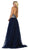 May Queen - Embellished Deep V-neck A-line Gown MQ1669 - 1 pc Navy/Silver In Size 12 Available