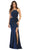 May Queen - MQ1671 Strappy Open Back Fitted Long Dress In Blue