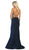 May Queen - MQ1672 Sleeveless Deep V-neck Trumpet Dress In Blue