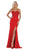 May Queen - MQ1673 Scallop Trimmed Lace Bustier Evening Gown In Red