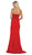 May Queen - MQ1673 Scallop Trimmed Lace Bustier Evening Gown In Red