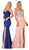 May Queen - MQ1673 Scallop Trimmed Lace Bustier Evening Gown In Blue and Pink