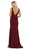 May Queen - MQ1674 Embroidered Plunging V-neck Trumpet Dress In Red