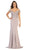 May Queen - MQ1675 Embellished Plunging Off-Shoulder Trumpet Dress In Purple