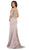 May Queen - MQ1675 Embellished Plunging Off-Shoulder Trumpet Dress In Purple