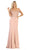 May Queen - MQ1675 Embellished Plunging Off-Shoulder Trumpet Dress In Pink