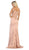 May Queen - MQ1675 Embellished Plunging Off-Shoulder Trumpet Dress In Pink