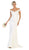 May Queen - MQ1675 Embellished Plunging Off-Shoulder Trumpet Dress In White