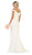 May Queen - MQ1675 Embellished Plunging Off-Shoulder Trumpet Dress In White