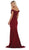 May Queen - MQ1675 Embellished Plunging Off-Shoulder Trumpet Dress In Red