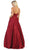 May Queen - MQ1678 Spaghetti Straps Corset Back Long Satin Gown In Red