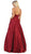 May Queen - Spaghetti Straps Corset Back Long Satin Gown MQ1678 In Red
