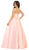 May Queen - MQ1678 Spaghetti Straps Corset Back Long Satin Gown In Pink