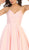 May Queen - MQ1678 Spaghetti Straps Corset Back Long Satin Gown In Pink
