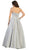 May Queen - MQ1678 Spaghetti Straps Corset Back Long Satin Gown In Silver
