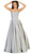 May Queen - MQ1678 Spaghetti Straps Corset Back Long Satin Gown In Silver