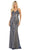 May Queen - MQ1680 Plunging Sweetheart Beaded Sheath Gown In Blue and Nude