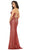 May Queen - MQ1680 Plunging Sweetheart Beaded Sheath Gown In Red and Nude