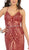 May Queen - MQ1680 Plunging Sweetheart Beaded Sheath Gown In Red and Nude