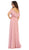May Queen - MQ1686 Draping Off Shoulder Chiffon Long Dress In Pink
