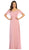 May Queen - MQ1686 Draping Off Shoulder Chiffon Long Dress In Pink