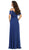 May Queen - MQ1686 Draping Off Shoulder Chiffon Long Dress In Blue