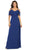 May Queen - MQ1686 Draping Off Shoulder Chiffon Long Dress In Blue