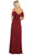 May Queen - MQ1686 Draping Off Shoulder Chiffon Long Dress In Red