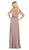 May Queen - MQ1686 Draping Off Shoulder Chiffon Long Dress In Purple