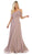 May Queen - MQ1686 Draping Off Shoulder Chiffon Long Dress In Purple